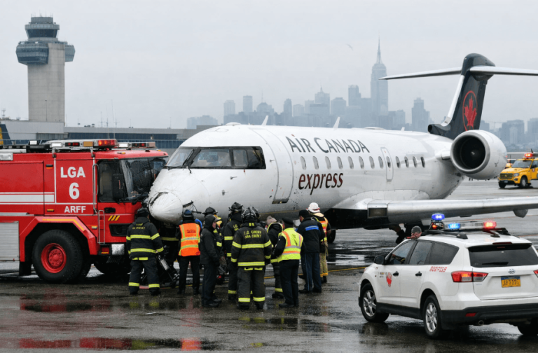 Scontro in pista all’aeroporto LaGuardia di New York: coinvolto un volo Air Canada Express Scontro in pista all’aeroporto LaGuardia di New York: coinvolto un volo Air Canada Express