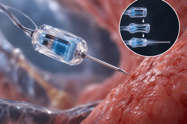 Biopsie profonde, un mini-robot usa una “catapulta” di idrogel per lanciare l’ago
